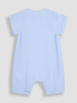 Jojo Maman Bébé Blue Peter Rabbit™ Cheesecloth Button Front 100% Cotton Romper^ Rompers & Overalls
