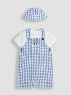 Jojo Maman Bébé Blue 2-Piece Peter Rabbit™ Gingham Dungarees & Body Set^BOY Dungarees