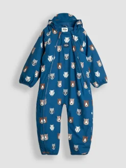 Online Jojo Maman Bébé Fleece-lined Waterproof Puddle Suit Blue Woodland
