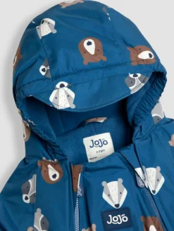 Online Jojo Maman Bébé Fleece-lined Waterproof Puddle Suit Blue Woodland