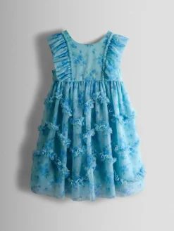 Best Jojo Maman Bébé Bright Blue Tulle Ruffle Party Dress