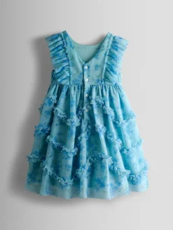 Best Jojo Maman Bébé Bright Blue Tulle Ruffle Party Dress