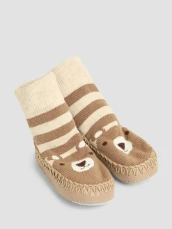Best Jojo Maman Bébé Mouse Moccasin Slipper Socks Brown Bear