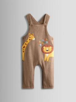 Sale Jojo Maman Bébé Brown Safari 2-Piece Appliqué Dungaree & Top Set
