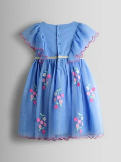 Online Jojo Maman Bébé Cornflower Blue Floral And Cherry Appliqué Tulle Party Dress