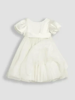 Outlet Jojo Maman Bébé Cream Balloon Sleeve Satin Sash Flower Girl Dress
