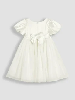 Outlet Jojo Maman Bébé Cream Balloon Sleeve Satin Sash Flower Girl Dress