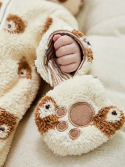 Jojo Maman Bébé Cream Bear Print Cosy Pramsuit^BOY Coats, Jackets & Pramsuits|Coats, Jackets & Pramsuits