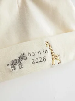 Sale Jojo Maman Bébé Cream Born in 2026 Embroidered Hat
