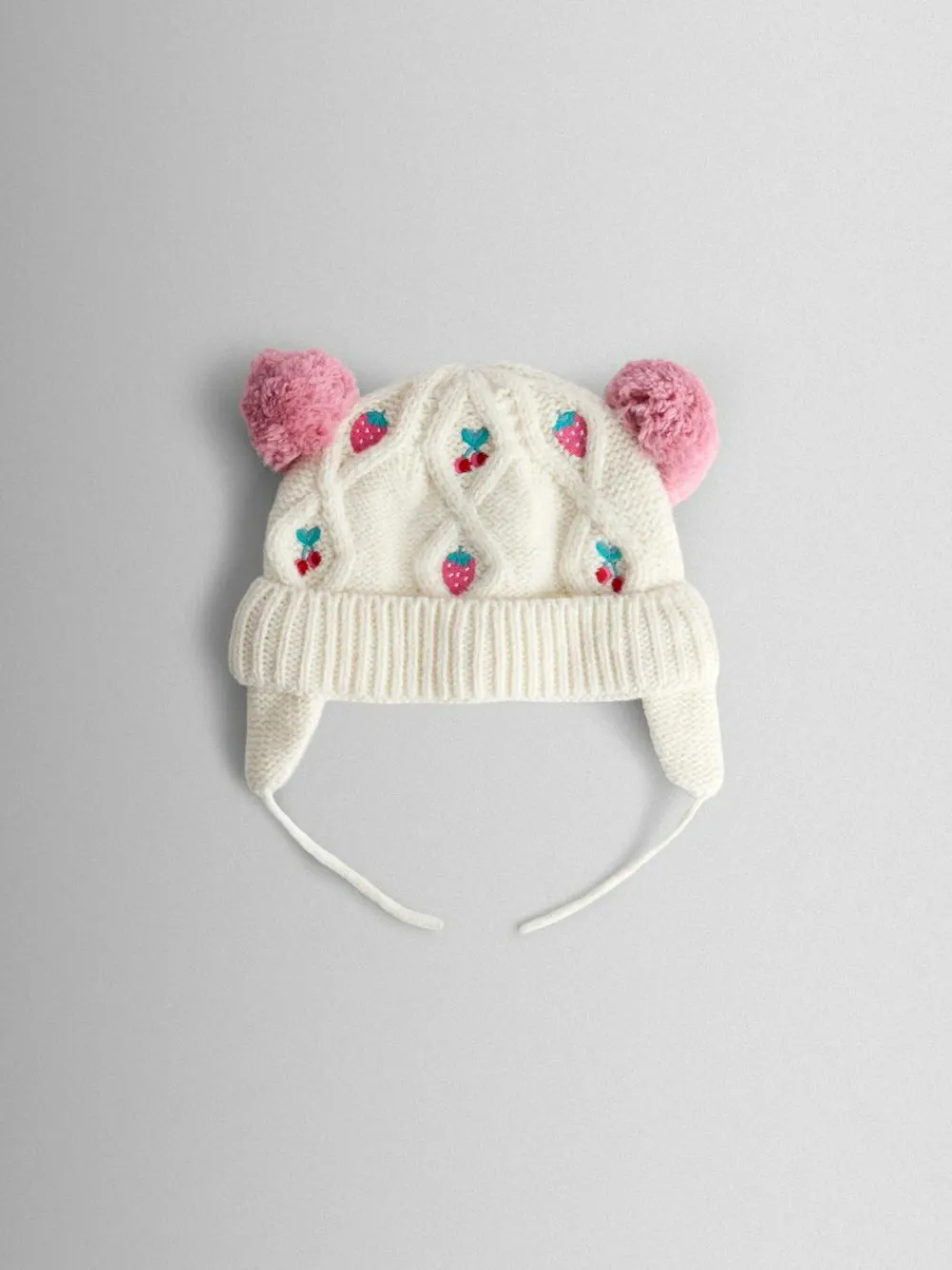 Discount Jojo Maman Bébé Cream Cherry Cherry Applique Pom Pom Knitted Hat