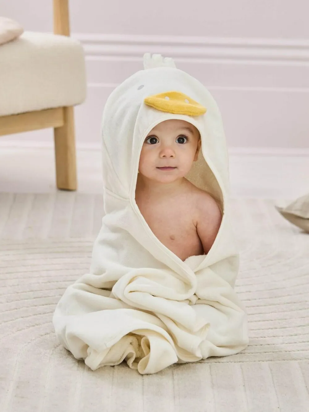 Jojo Maman Bébé Cream Duck Character Hooded Towel^ Towels & Bathmats