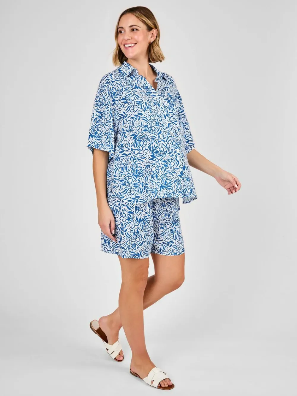 Jojo Maman Bébé Cream Floral Patterned Maternity Shorts^Women Shorts