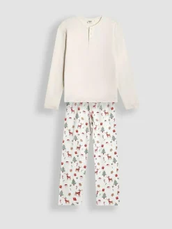 Discount Jojo Maman Bébé Cream Men's Christmas Pyjama Set
