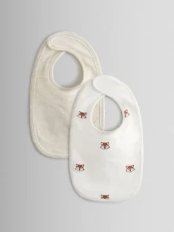 Discount Jojo Maman Bébé 2-Pack Organic Cotton Bibs Cream