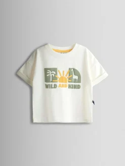 Sale Jojo Maman Bébé Cream Safari Printed T-Shirt & Shorts Set