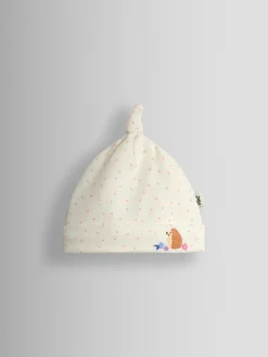 Discount Jojo Maman Bébé Organic Cotton Appliqué Baby Hat Cream Speckled Hedgehog