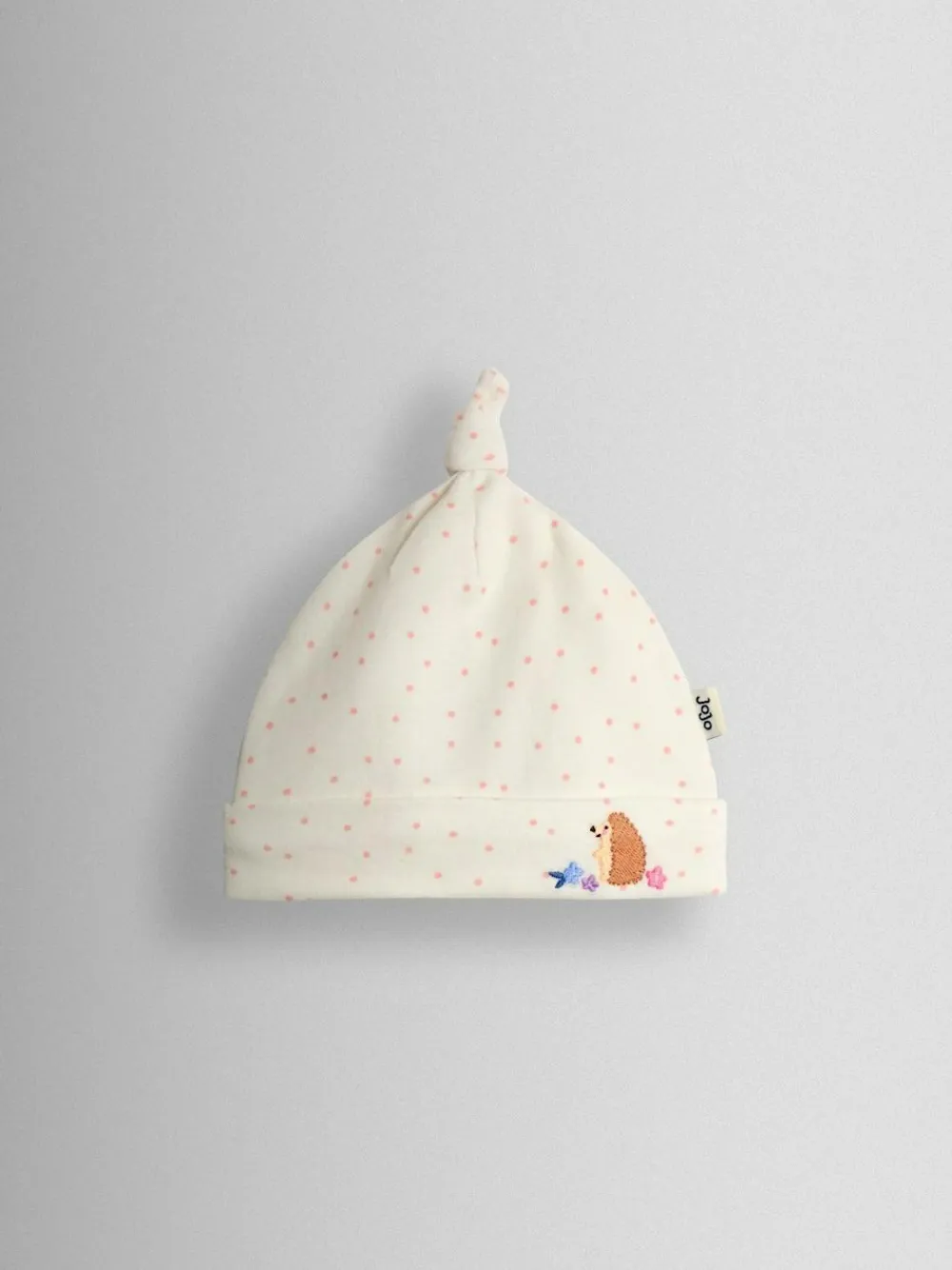Discount Jojo Maman Bébé Organic Cotton Appliqué Baby Hat Cream Speckled Hedgehog