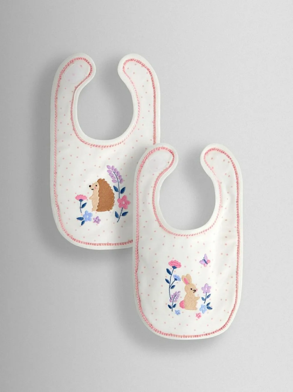 Jojo Maman Bébé Cream Speckled Hedgehog 2-Pack Embroidered Appliqué Bibs^ Bibs