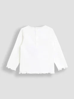 Best Jojo Maman Bébé Denim Blue Floral Chambray Embroidered Dungarees & Rib Top Set