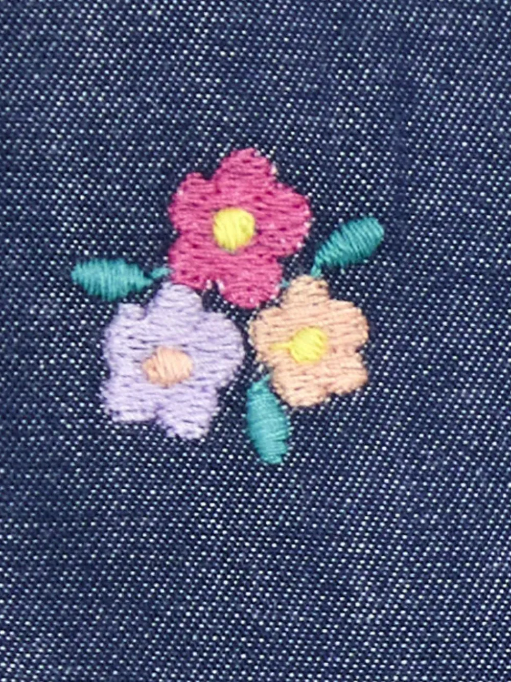 Best Jojo Maman Bébé Denim Blue Floral Chambray Embroidered Dungarees & Rib Top Set