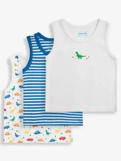 Jojo Maman Bébé Dinosaur 3-Pack Boys' Vest Set^BOY Underwear|Vests