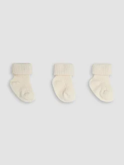 Discount Jojo Maman Bébé 3-Pack Ribbed Baby Socks Ecru Cream