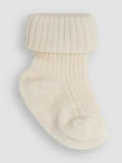 Discount Jojo Maman Bébé 3-Pack Ribbed Baby Socks Ecru Cream