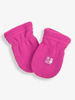Jojo Maman Bébé Fuchsia Pink Polarfleece Pop-On Mittens^ Hats & Scratch Mitts|Hats, Gloves & Scarves
