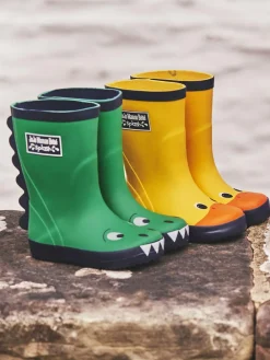 Sale Jojo Maman Bébé Green Dino Printed Lined Wellies