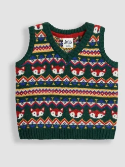 Online Jojo Maman Bébé Green Fox Fair Isle Tank Top