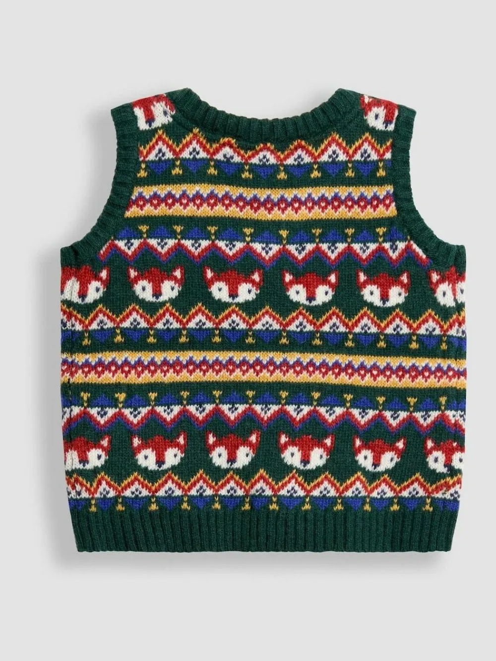 Online Jojo Maman Bébé Green Fox Fair Isle Tank Top