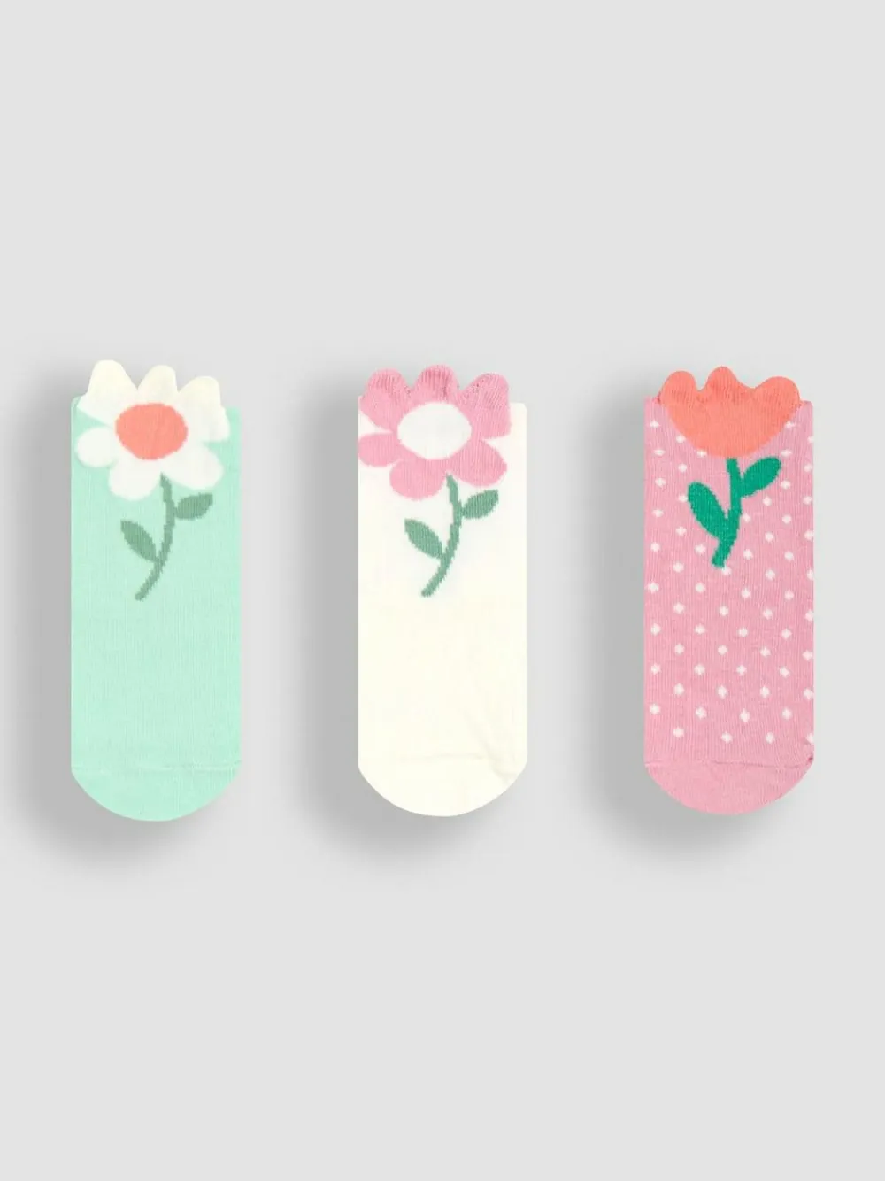 Jojo Maman Bébé Green 3-Pack Flower Socks^ Socks & Tights|Socks & Tights
