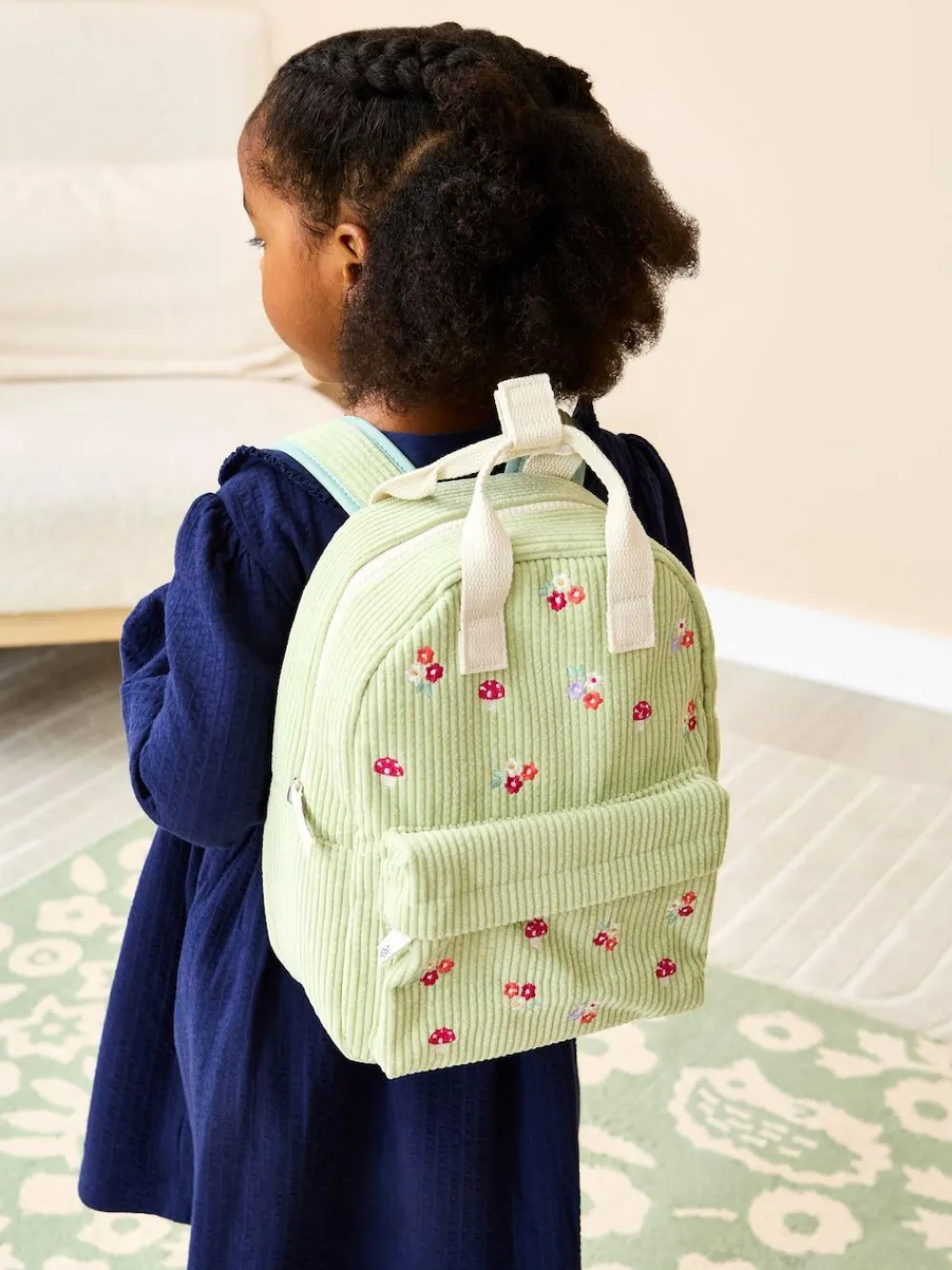 Jojo Maman Bébé Green Woodland Corduroy Embroidered Backpack^BOY Bags|Bags