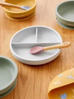 Jojo Maman Bébé Grey Silicone Suction Divided Plate^ Dinner Sets & Pasta Bowls