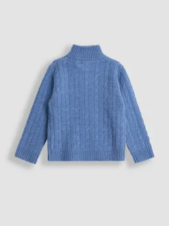 Online Jojo Maman Bébé Classic Cable Half Zip Jumper Indigo Blue