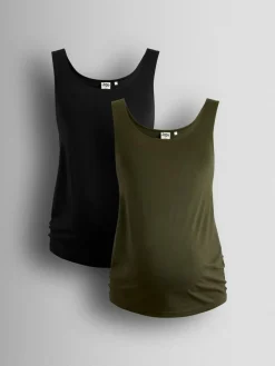 Outlet Jojo Maman Bébé Khaki Green 2-Pack Maternity Vest Tops