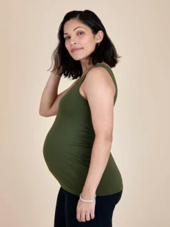 Outlet Jojo Maman Bébé Khaki Green 2-Pack Maternity Vest Tops