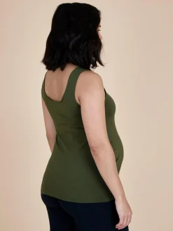 Outlet Jojo Maman Bébé Khaki Green 2-Pack Maternity Vest Tops