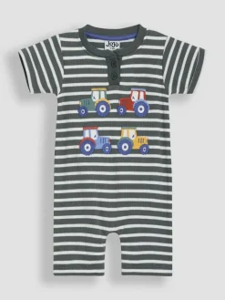 Online Jojo Maman Bébé Khaki Green Tractor Appliqué Romper