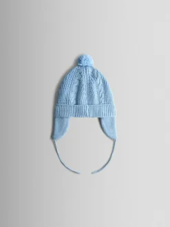 Jojo Maman Bébé Light Blue Cosy Pom Pom Rib Hat^BOY Hats & Scratch Mitts|Newborn Accessories