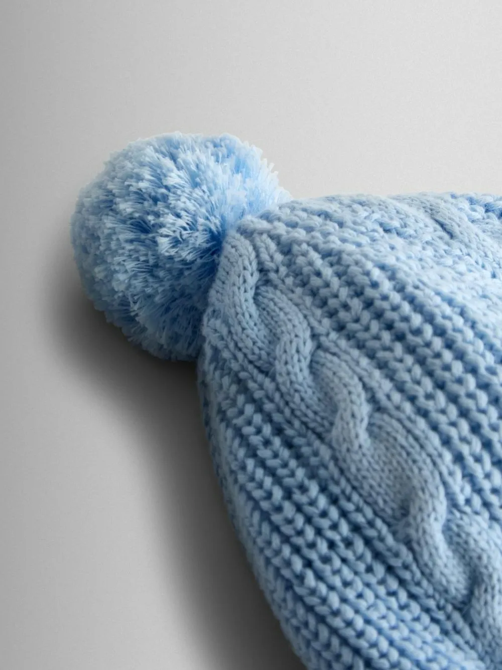 Jojo Maman Bébé Light Blue Cosy Pom Pom Rib Hat^BOY Hats & Scratch Mitts|Newborn Accessories