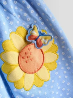 Jojo Maman Bébé Light Blue Sunflower Appliqué Pockets Button Front Dress^ Dresses
