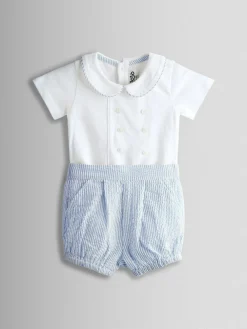 Jojo Maman Bébé Light Blue Classic Body & Stripe Shorts Set 2 Piece^BOY Shorts|Shorts