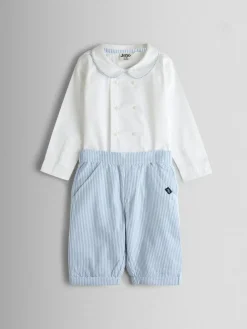 Jojo Maman Bébé Light Blue Double Breast Shirt & Stripe Shorts Set 2 Piece^ Shorts