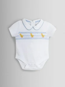 New Jojo Maman Bébé Light Blue Chick Embroidered Body & Shorts Set 2 Piece