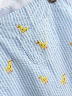 Jojo Maman Bébé Light Blue 2-Piece Chick Embroidered Dungarees & Body Set^BOY Dungarees