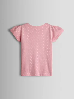 Hot Jojo Maman Bébé Light Pink Appliqué Button Shoulder T-Shirt