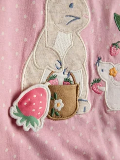 Hot Jojo Maman Bébé Light Pink Appliqué Button Shoulder T-Shirt