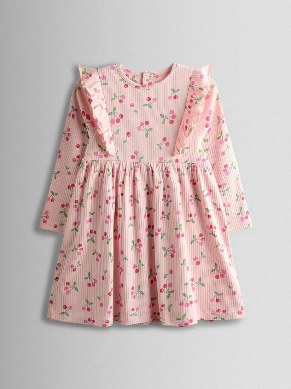 Jojo Maman Bébé Light Pink Cherry Frill Long Sleeve Dress^ Dresses