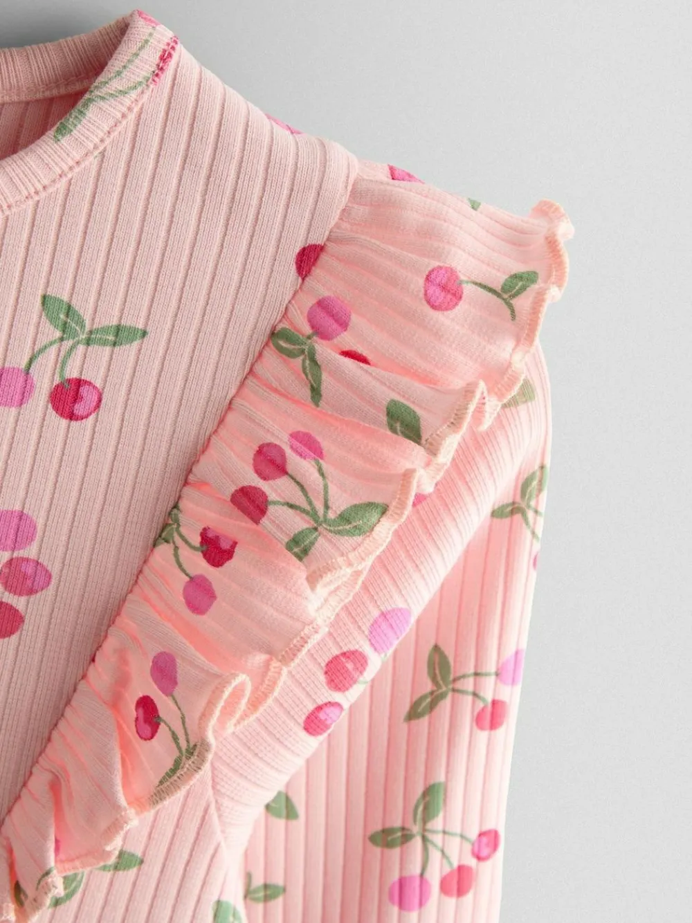 Jojo Maman Bébé Light Pink Cherry Frill Long Sleeve Dress^ Dresses